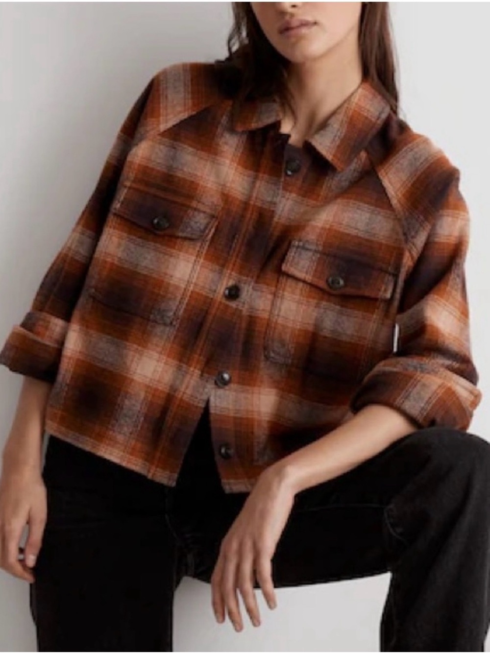 Madewell Cropped Cotton Flannel Shirt